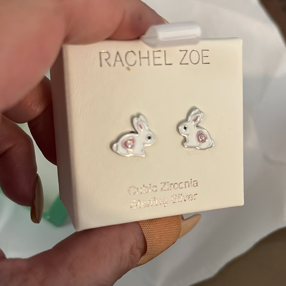 Sale! Rachel Zoe Sterling Silver CZ Bunny Earrings, silver/white, NWOT - Picture 5 of 6